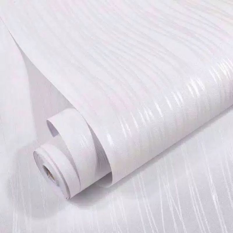 Wallpaper Sticker Dinding Putih Polos  Serat Salur