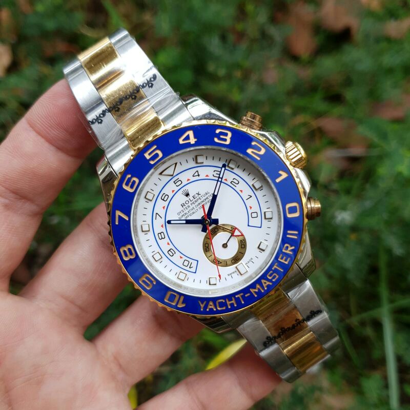 jam tangan pria rolex yacht master automatic all steel combi gold kualitas original