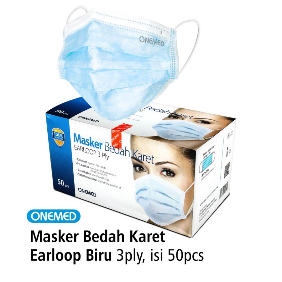 Masker Karet Biru OneMed Box 50pcs OJB