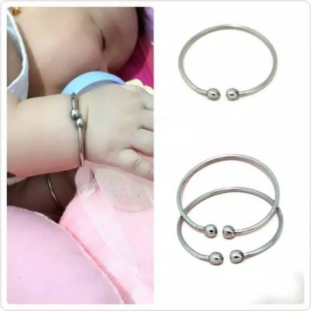 Gelang Bayi SAWAN anti kejang Gelang KESEHATAN Baja Putih Stainles Steel Anti Karat Selamanya