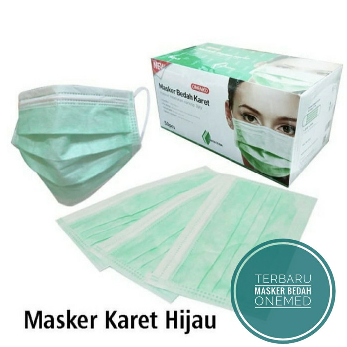 New Masker Karet Hijau box 50pcs Tissu 3ply