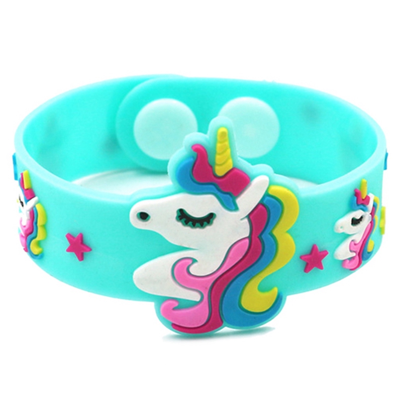 Gelang Tangan Elastis Desain Kartun Unicorn Pink/Merah untuk Aksesoris Anak-anak/Hadiah