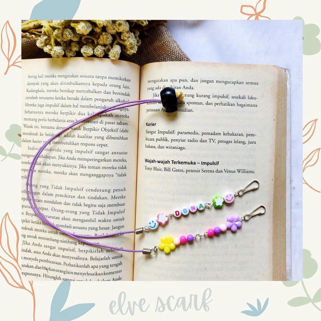 [COD] Strap Mask Anak Manik Lucu Free Custom Nama / Konektor masker hijab anak / Tali Masker Anak