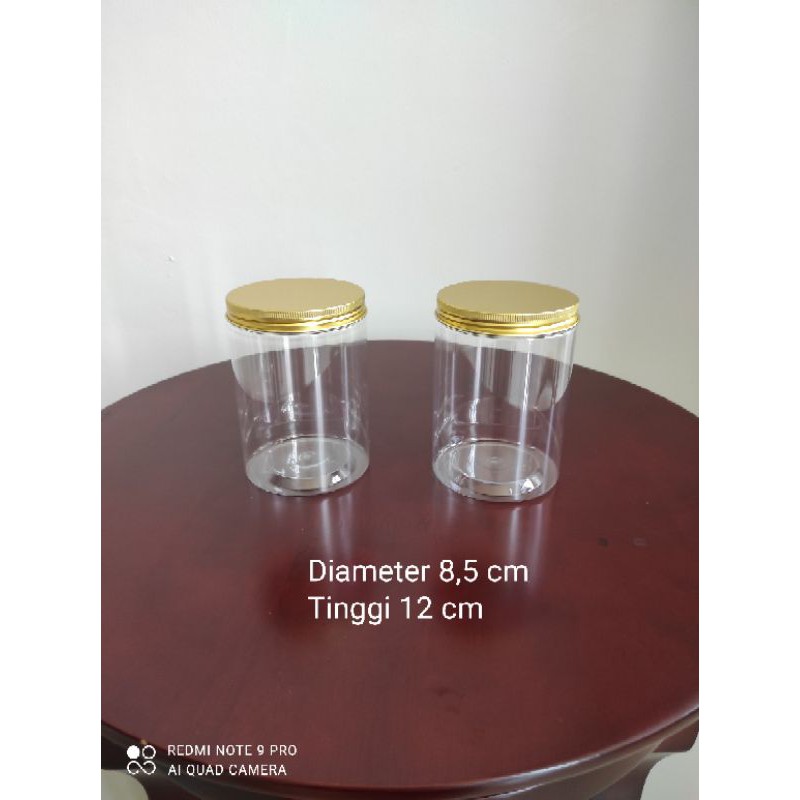 Toples plastik PET tutup aluminium Gold 500 ml (Dia 8,5 cm tinggi 12 cm)