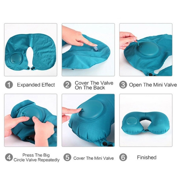 Bantal Angin Bantalan Leher Kaki Kepala Punggung Portable Bantal Perjalanan Liburan Pesawat Mobil Kantor Nyaman Empuk Relax Air Massage Inflatable / Foldable Travel Feet Neck Pillow