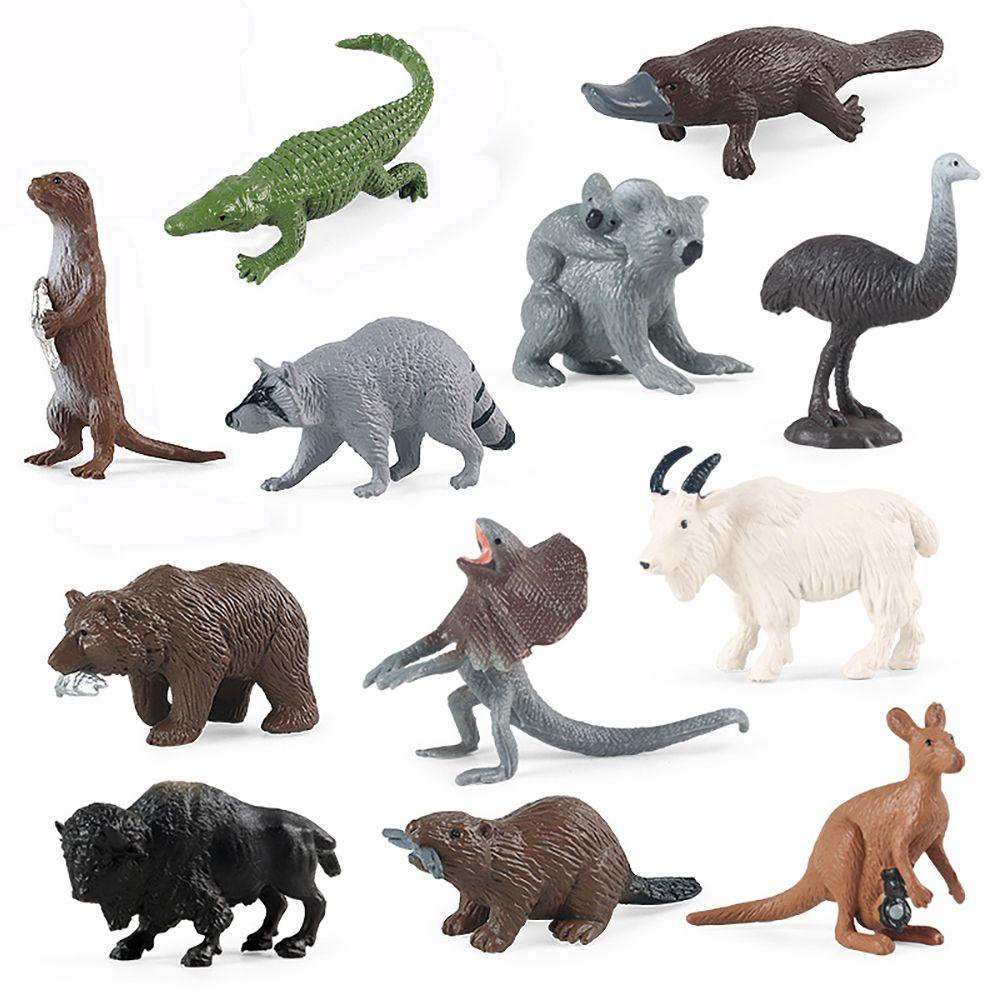 R-flower 6 / 12PCS Miniatur Koala / Raccoon / Kambing / Kambing Untuk Dekorasi Lansekap Mikro