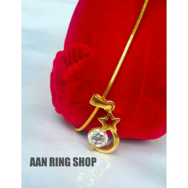 Kalung wanita.perhiasan lapis emas.  Kalung love diamond