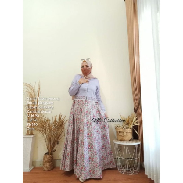 Gamis lidya katun jpg bordir