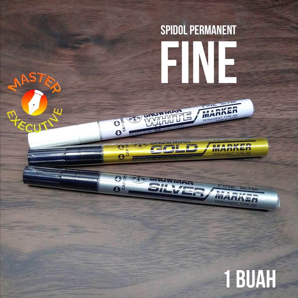 [Buah] Snowman Spidol Permanent Paint Marker Fine (Tumpul) - Gold FGP / White  FWP/ Silver FSP