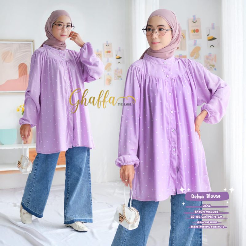 DELNA BLOUSE BY GHAFFA THE LABEL / BLOUSE MOTIF WANITA MUSLIMAH / Baju wanita Kekinian modern