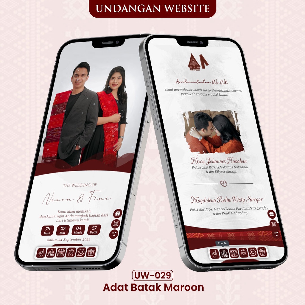 UW-029 | Undangan Digital Website Adat Batak Maroon - Undangan Web