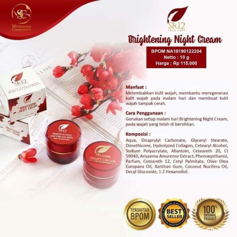 

SR 12 CREAM MENCERAHKAN BRIGHTENING SIANG /BRIGHTENING MALAM/UNTUK SEMUA JENIS KULIT/HERBAL