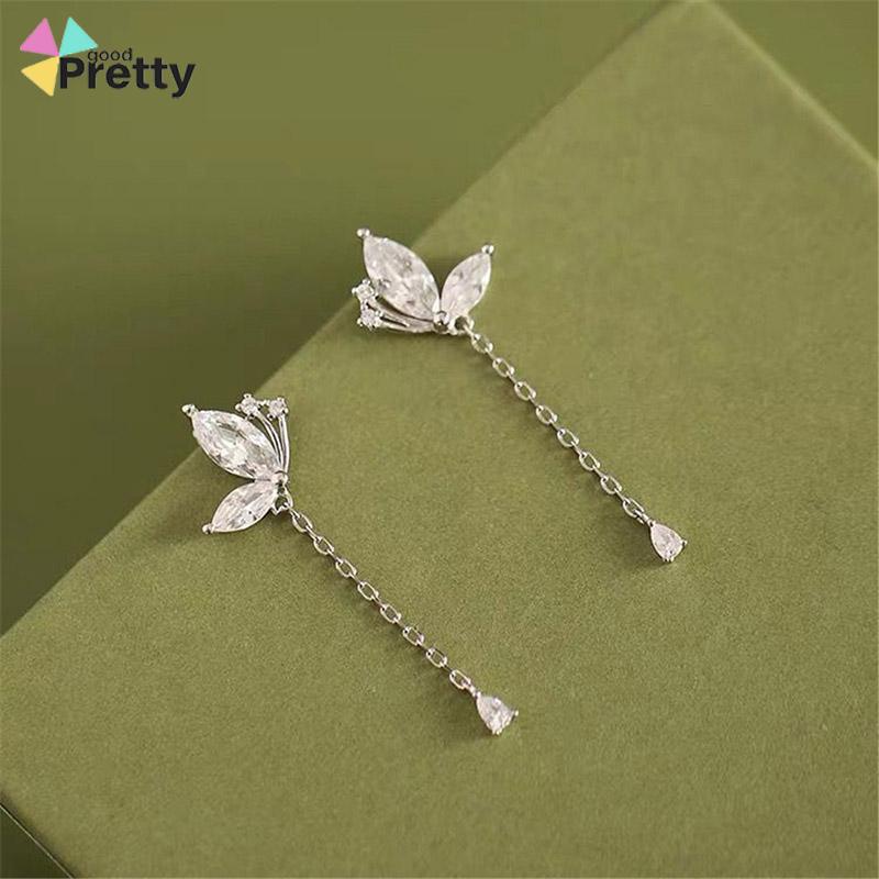 Anting Kupu-kupu Rumbai Drop Earrings Retro French Temperamen Indah Flash Diamond Earrings - PD
