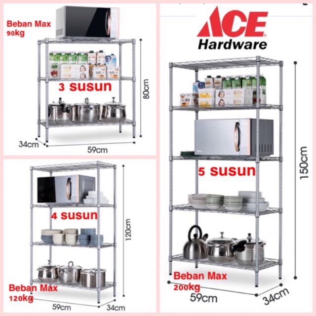 Acehardware Rak 4 Susun Promo Terbatas Jamin Harga Termurah Rak Besi Kuat Dapur Pajangan Gudang Shopee Indonesia