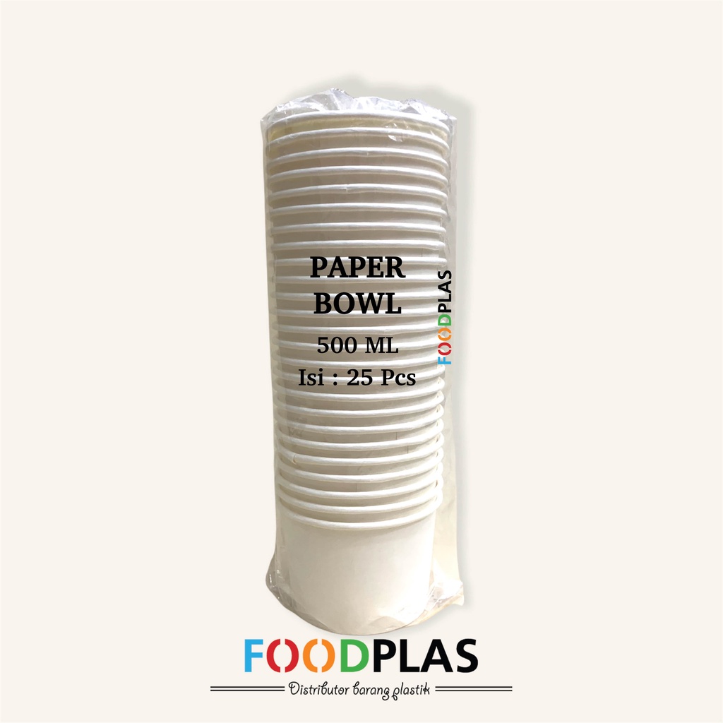 Paper Bowl 500 ML Tanpa Tutup (25 Pcs) - Mangkok Kertas / Rice Bowl