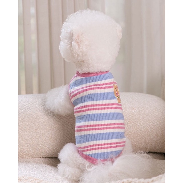 Premium knit doobee bear korea stripe tee