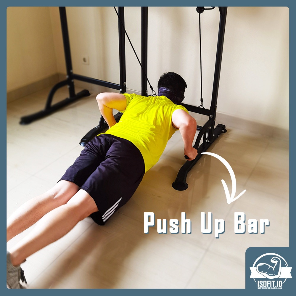 Isofit.id All In One Adjustable Premium Pull Up Hanging Bar / Dipping / Chin Up Bar Multifunction