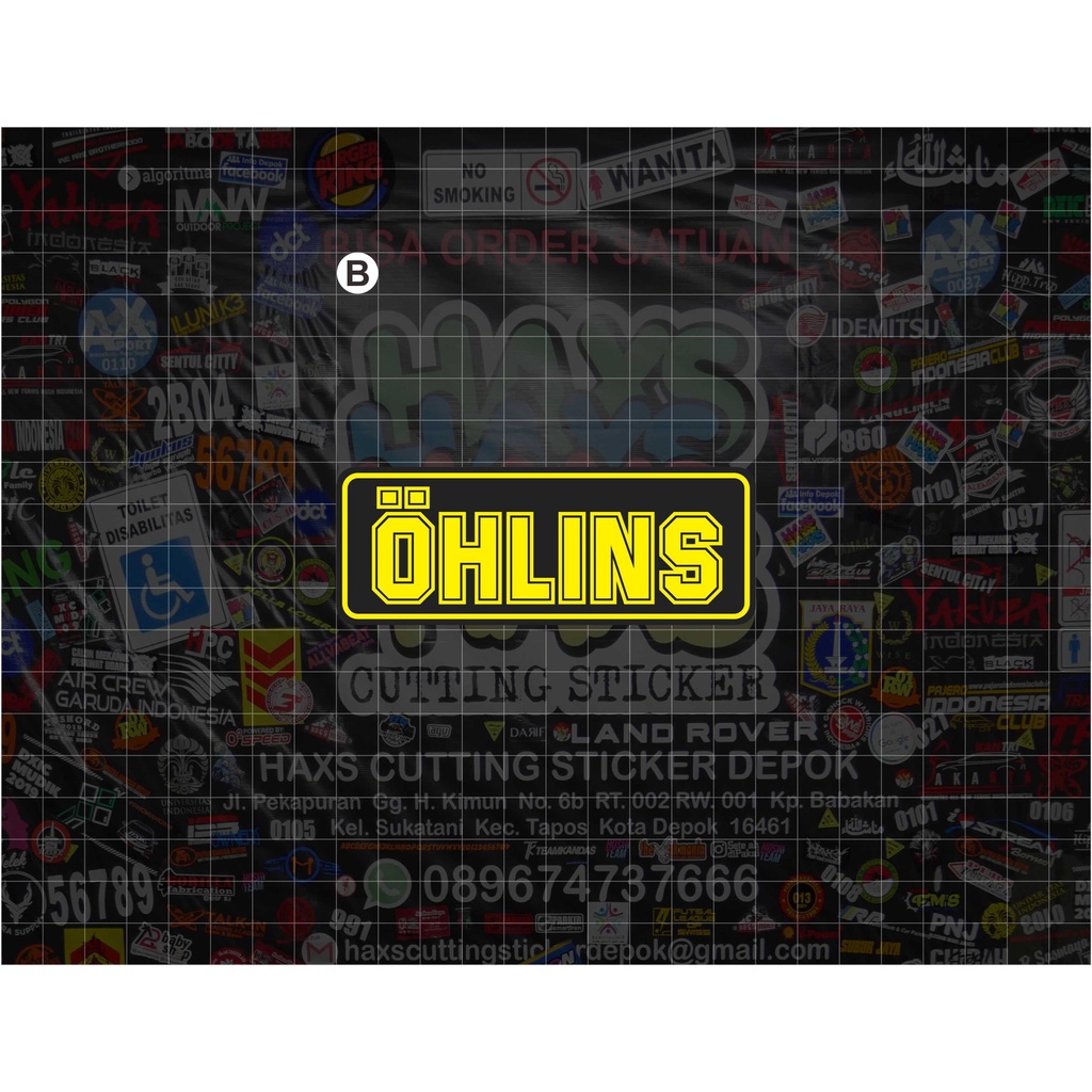 Cutting Sticker Logo Ohlins Dasar Hitam Varian Ukuran