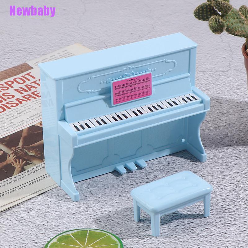 (Newbaby) 1 Set Miniatur Grand Piano Dengan Bangku Skala 1: 12 Untuk Rumah Boneka