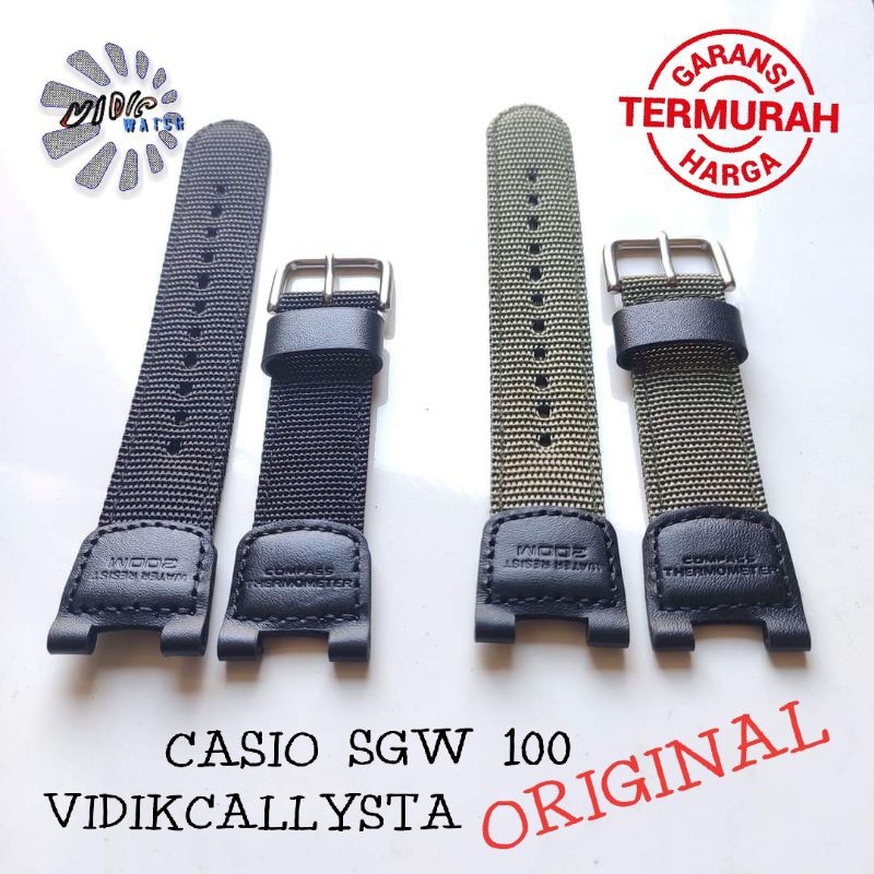 Strap casio SGW 100B 100 sgw-100 sgw-100b nylon canvas tali jam casio sgw-100b sgw100 Original