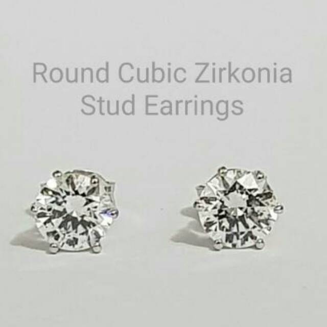 Giwang emas putih kadar 750 model solitare