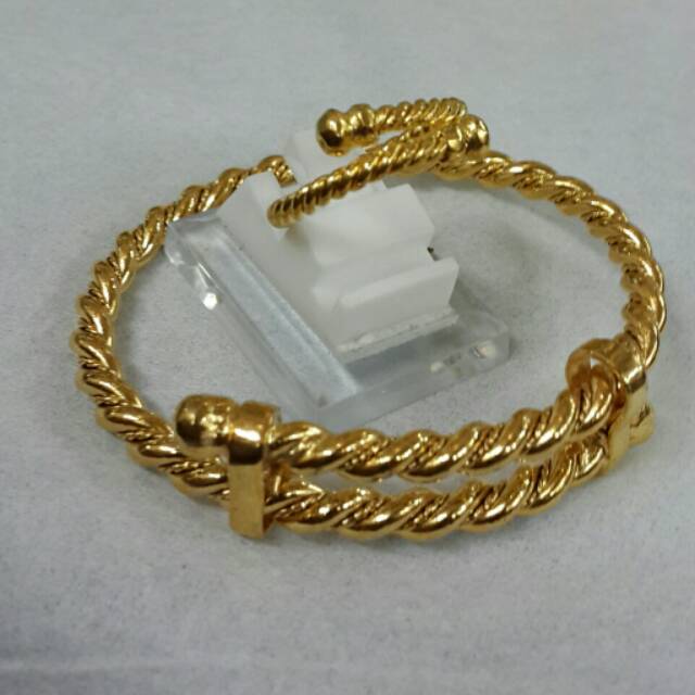 Paket perhiasan Gelang dan cincin lilit tinju berlapis emas 24k