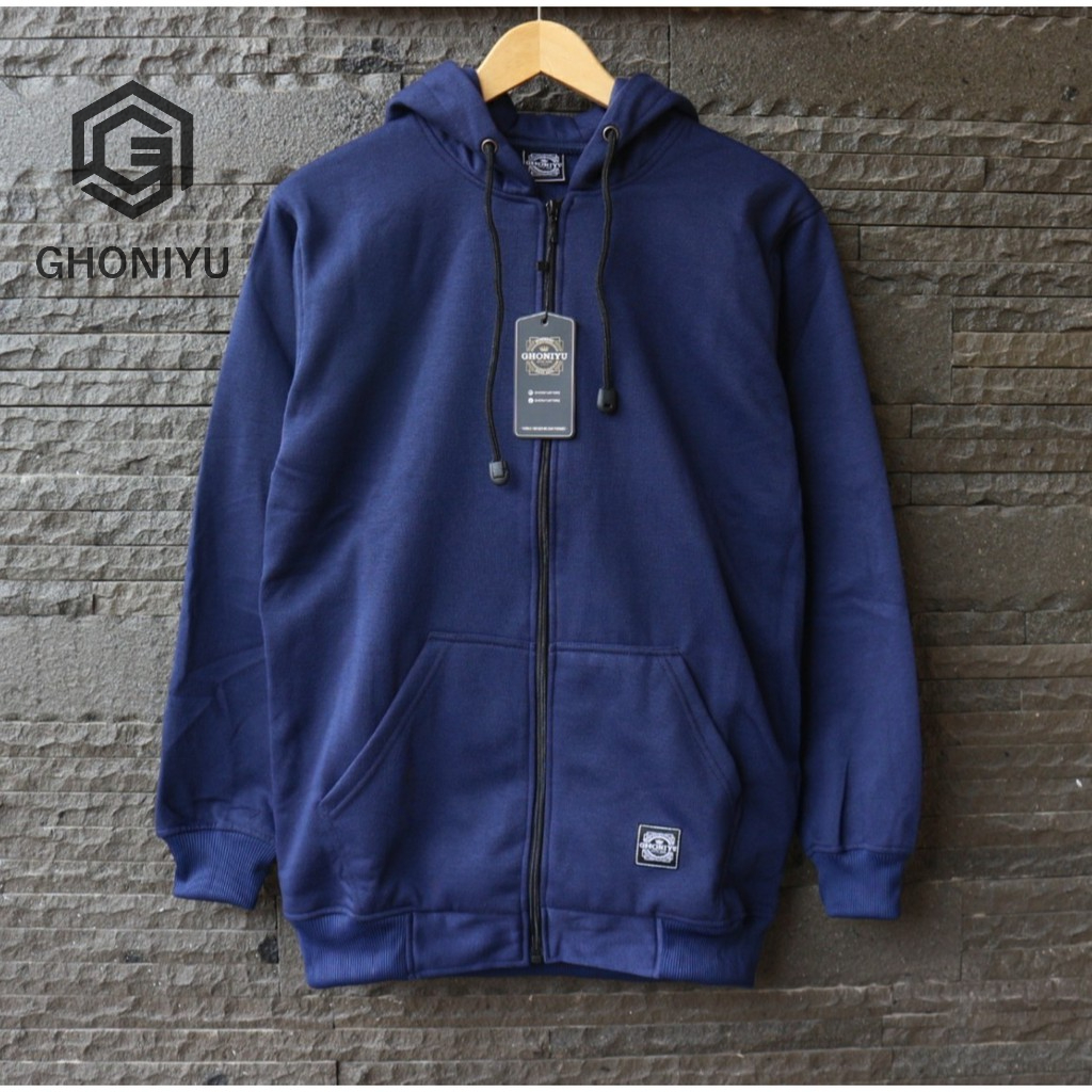 JAKET ZIPPER HOODIE POLOS/KOMBINASI ORIGINAL GHONIYU JUMBO