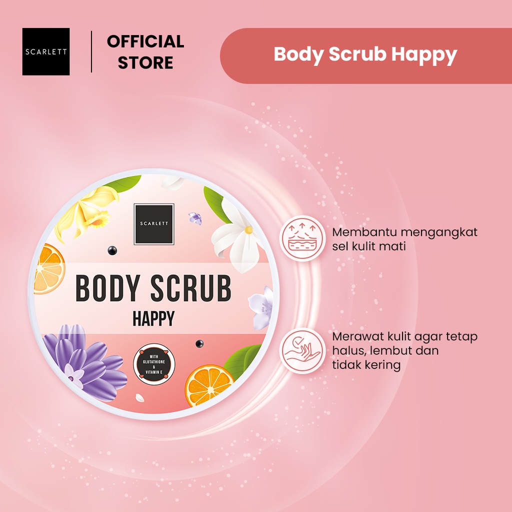 ✨ AKU MURAH ✨ Scarlett Whitening Body Scrub &quot;Happy&quot; 250ml