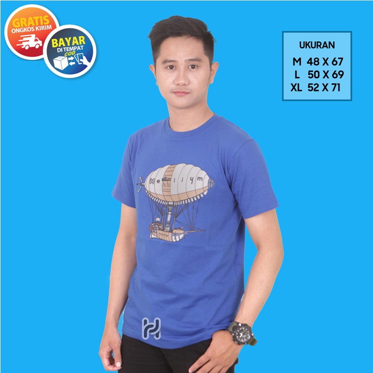 Helium Kaos Distro Kaos Lengan Pendek Biru Baju Distro Kaos Oblong Kaos Clothing tshirt pria wanita