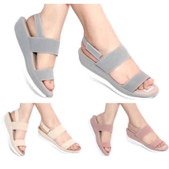 SANDAL TALI CASUAL TERMURAH PALING TRENDY WARNA NUDE ELEGANT WEDGES