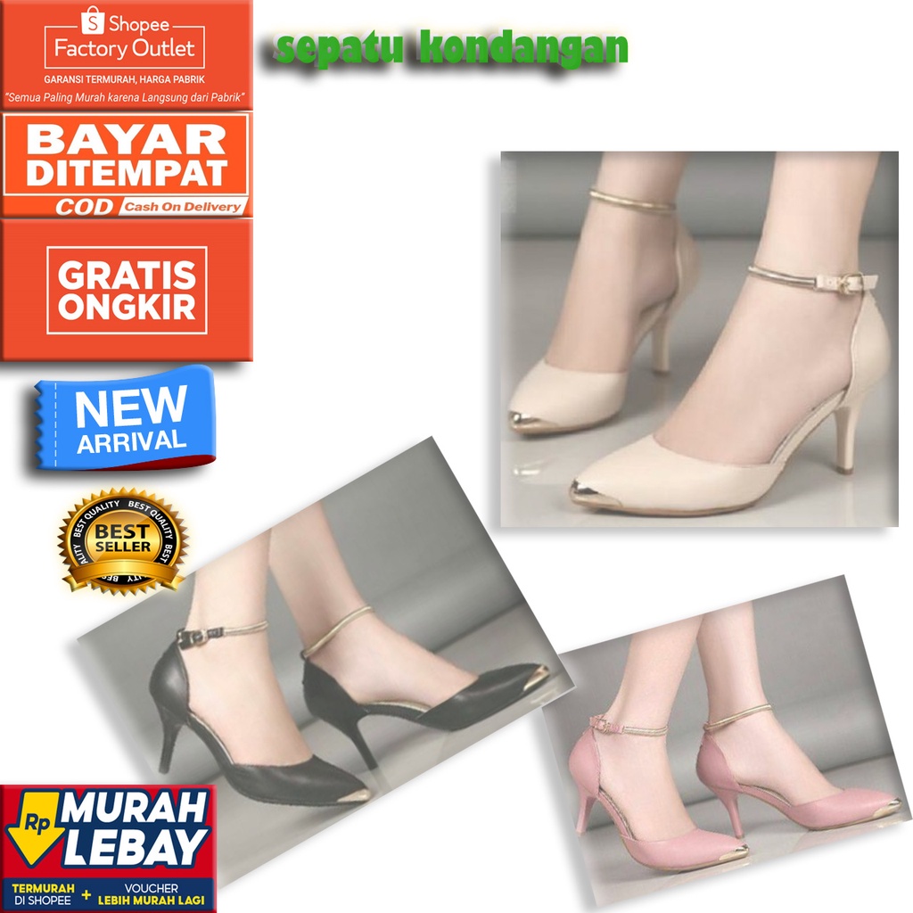 High Heels Wanita Murah Sendal Haihil Cewek Pesta NQ943 Sandal Kondangan Terbaru Brukat Polos