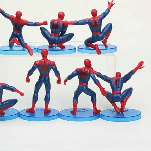 ☝ ACTION FIGURE SPIDERMAN MARVEL ISI 7 PCS MINIATUR TOPPER MINI ➱
