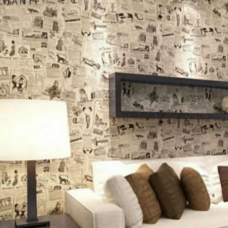 wallpaper sticker dinding murah kode koran jadul