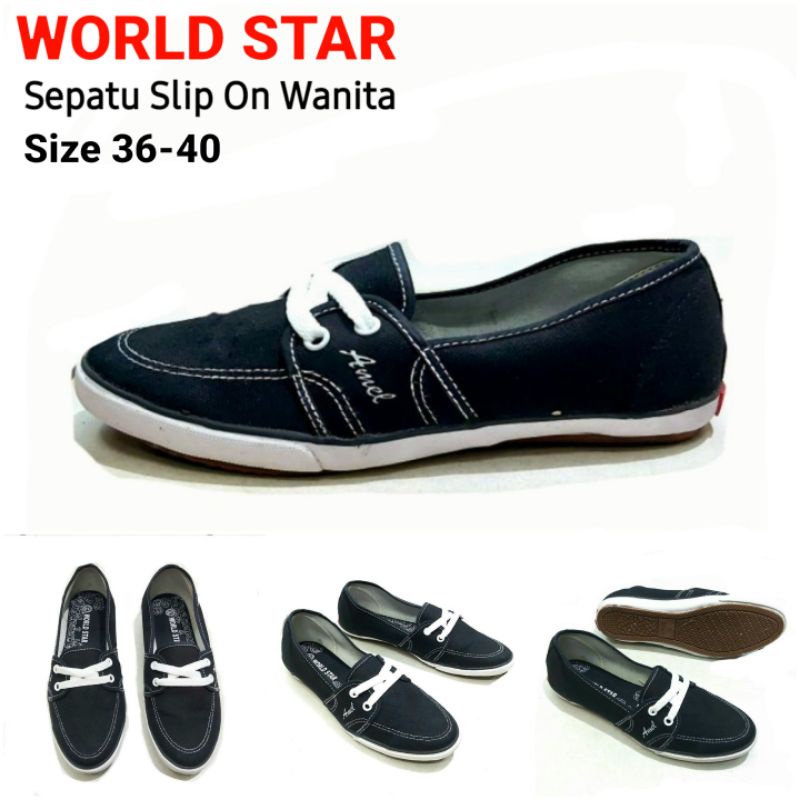SEPATU SLIP ON PEREMPUAN size 36-40 SEPATU WORLD STAR Teen Amel TERMURAH