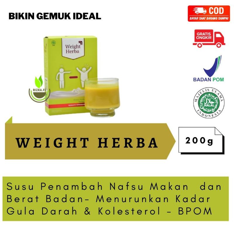 

WEIGHT HERBA Susu Penggemuk Gemuk Penambah Nafsu Makan Berat Badan Menurunkan Kadar Gula Darah BPOM