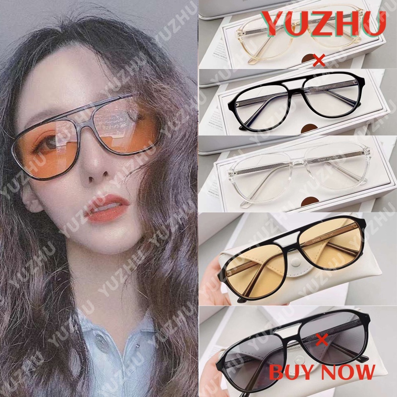 (YUZHU) COD Baru Kedatangan Korea Fashion Style Aviator Sunglasses Untuk Wanita/Pria Retro Oval Shades Untuk Wanita