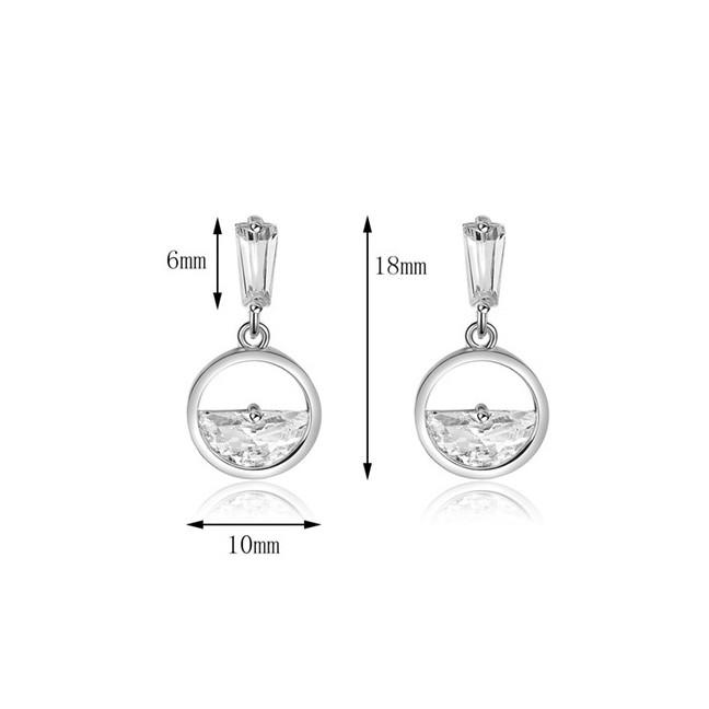 LRC Anting Tusuk Fashion Silver Color Round Shape Design Hollow F03375