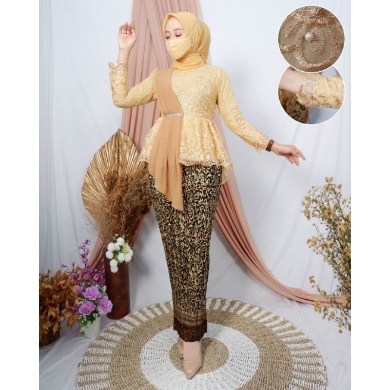 KEBAYA MODERN /SETELAN KEBAYA AURORA SELENDANG MODERN/KEBAYA WISUDA TERLARIS/ATASAN KEBAYA REMAJA by BA