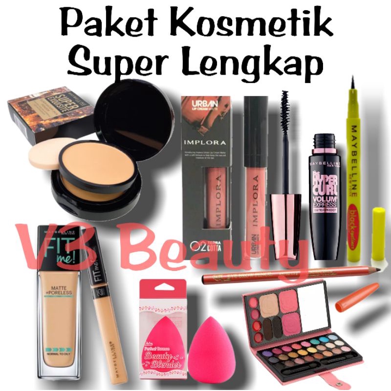 Paket Kosmetik Maybelline Fit Me Fondation + Concelar Lengkap Murah  Set - 8 In 1 - Paket Makeup Imp