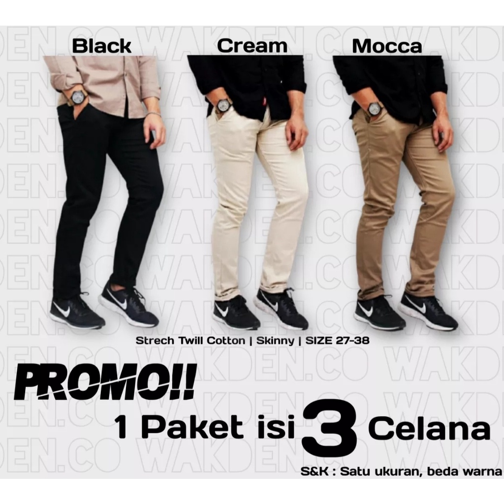 PROMO CELANA PANJANG CATON CHINOS PRIA BELI 3 HARGA 100 RIBU