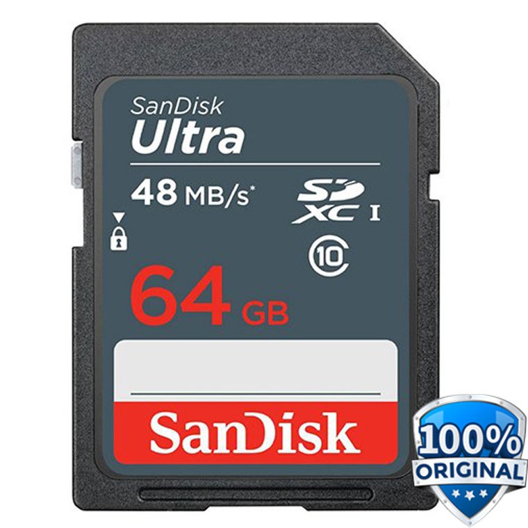 SANDISK ULTRA SD CARD 64 GB MEMORI KAMERA SDXC 48Mbps SDCARD MEMORY CAMERA 64GB ORIGINAL