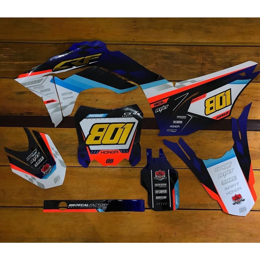 DECAL KLX  / DECAL CRF / SUPERMOTO / GORDON KOMBINASI WARNA ORANGE STABILLO KODE OMN017