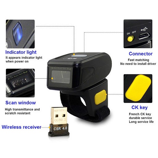 KASSEN KS-69 RING SCANNER BARCODE 2D CINCIN BLUETOOTH SUPPORT IOS UNTUK EXPEDISI/GUDANG/STOCK OPNAME