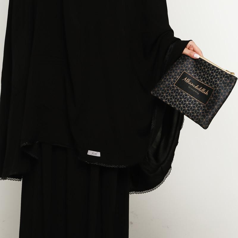 Mukena Travel Giggles - Faith Hitam | Mukena Katun Rayon Polos