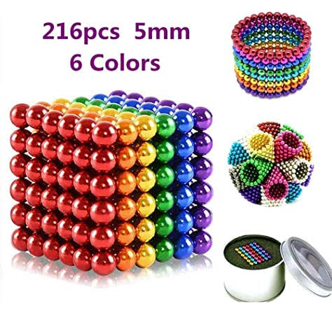 Mainan Bola Magnet 5mm Magnetic Ball Warna Warni Rainbow  216PCS Buckyball - COD