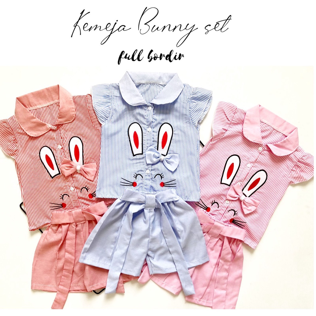 Blushing Meow / Kemeja Bunny Baju Setelan Dress Pergi Lucu Fashion Anak Bayi Perempuan Cewek Terlaris Murah