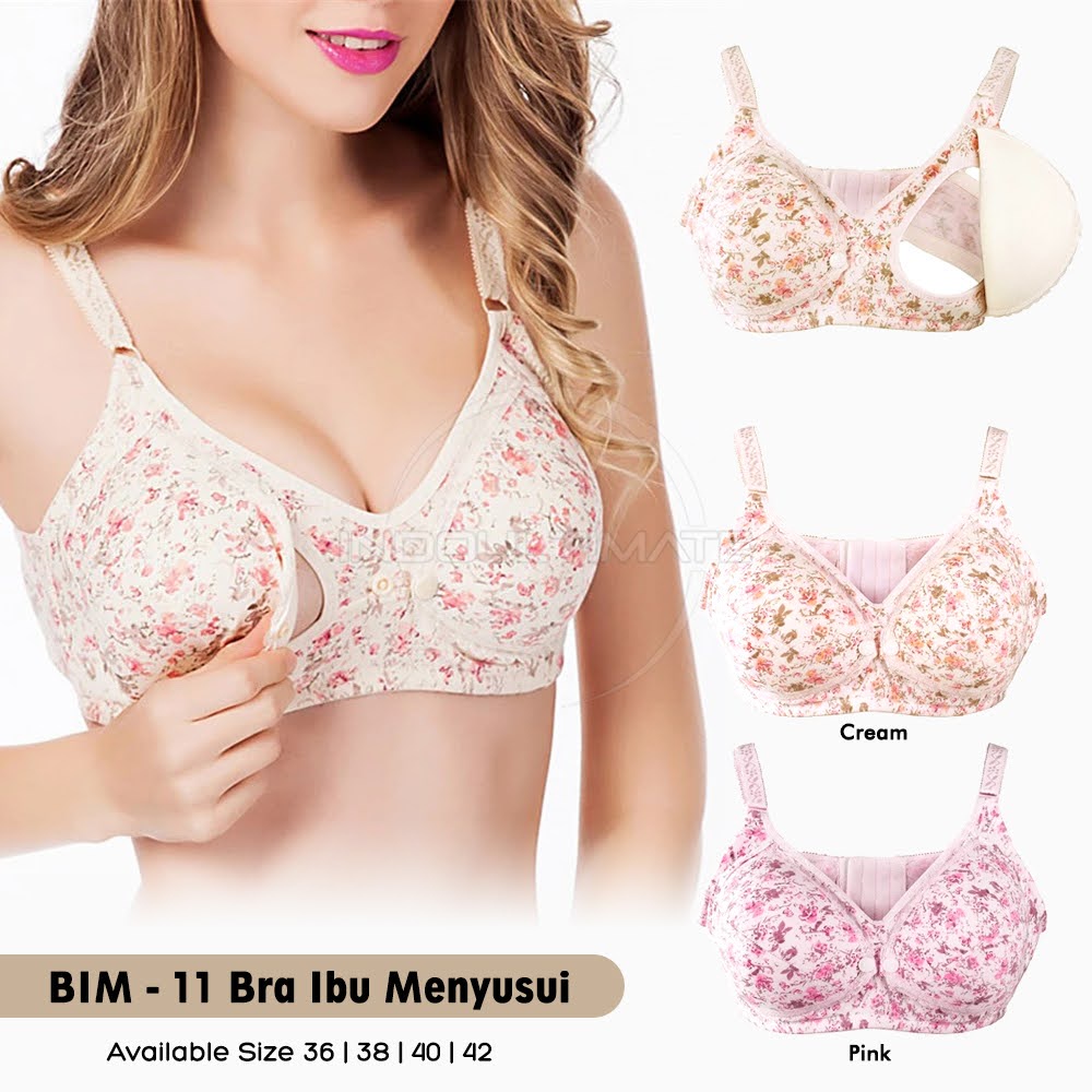 Bra Menyusui Tanpa Kawat BIM-11 Bra Menyusui Kancing Depan BH Menyusui Bayi Pakaian Dalam Wanita Cewek Perempuan Nursing Bra Maternity Bra Ibu Menyusui Bra Motif Motif