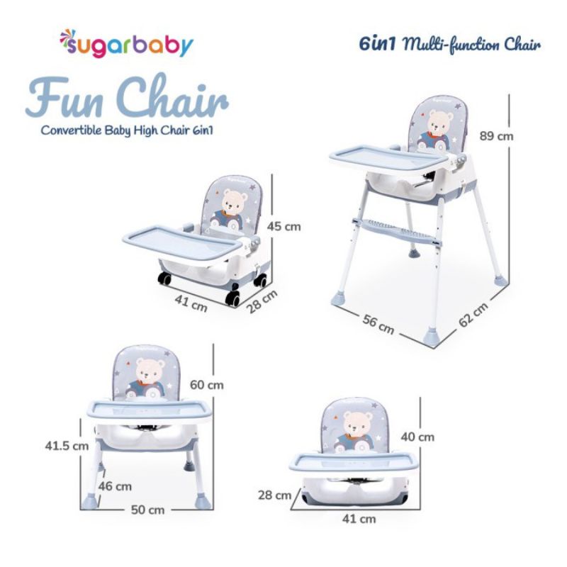 SugarBaby Fun Chair Convertible Baby High Chair 6in1