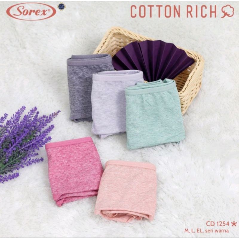 CD 1254 SOREX KATUN SOFT HARGA SELUSIN ISI 12PCS - SOREX Cd Basic Cotton Rich 1254 Lembut Super Soft Original Sorex CD Basic Wanita Cotton Rich Katun Premium Mix CD 1254Sorex 1254