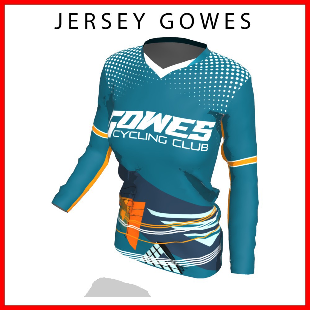 Baju Kaos Jersey Sepeda Gowes Wanita Cewek Perempuan Lengan Panjang Printing-81